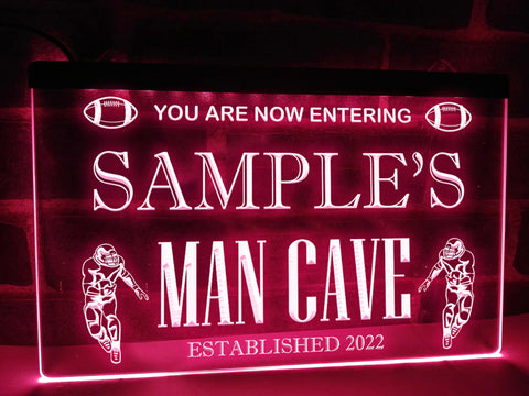 Image of American Football Man Cave Personalized Illuminated Sign