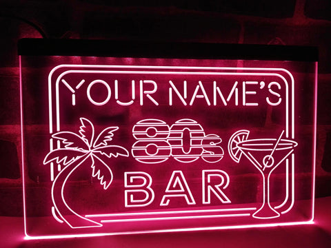 Image of 80s Bar Personalized LED Neon Sign in Pink