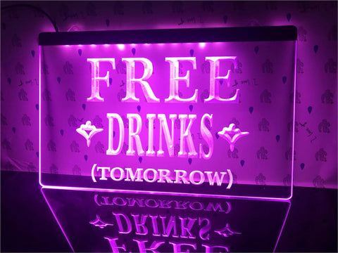 Image of Free Drinks Tomorrow Illuminated Sign