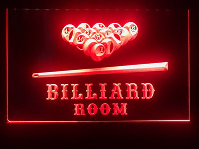 billiard pool room neon sign red