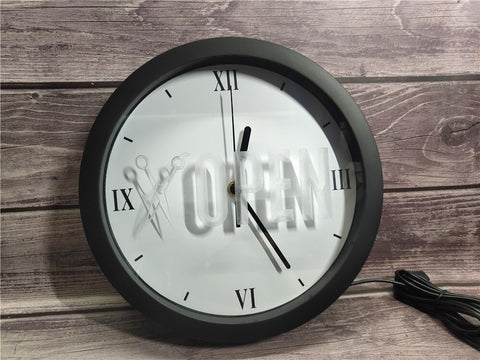 Image of Open Barber Shop Bluetooth Controlled Wall Clock