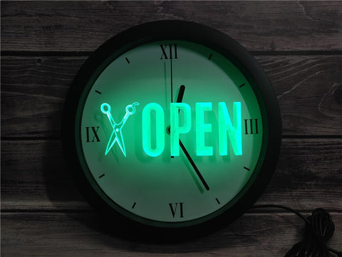 Image of Open Barber Shop Bluetooth Controlled Wall Clock