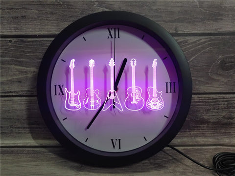 Image of Guitar Line Up Bluetooth Controlled Wall Clock