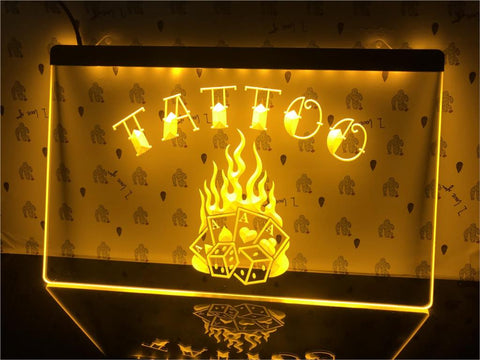 Image of Tattoo Poker Dice Illuminated Sign