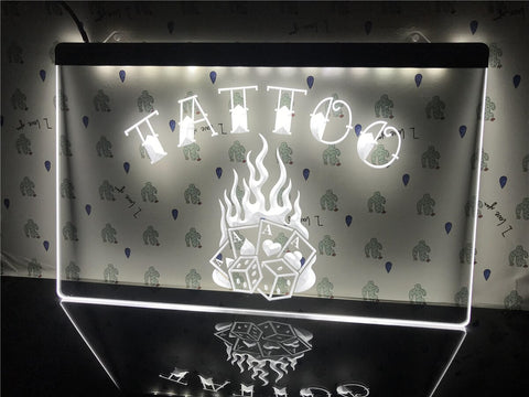 Image of Tattoo Poker Dice Illuminated Sign