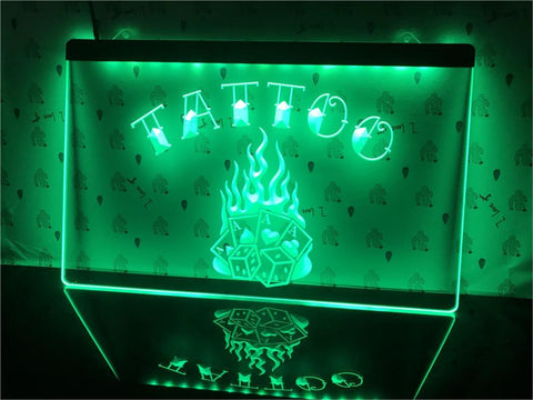 Image of Tattoo Poker Dice Illuminated Sign