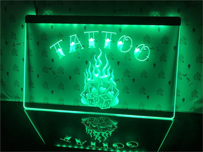 Tattoo Poker Dice Illuminated Sign