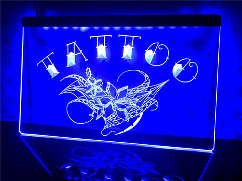 Image of Tattoo Flowers Illuminated Sign