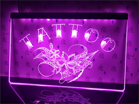 Image of Tattoo Flowers Illuminated Sign