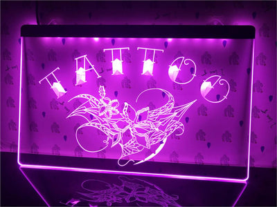 Tattoo Flowers Illuminated Sign