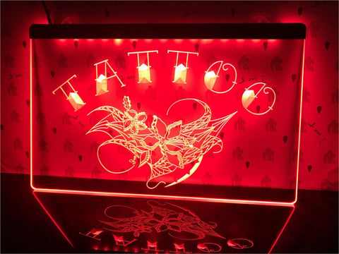 Image of Tattoo Flowers Illuminated Sign