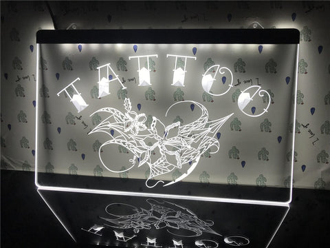 Image of Tattoo Flowers Illuminated Sign