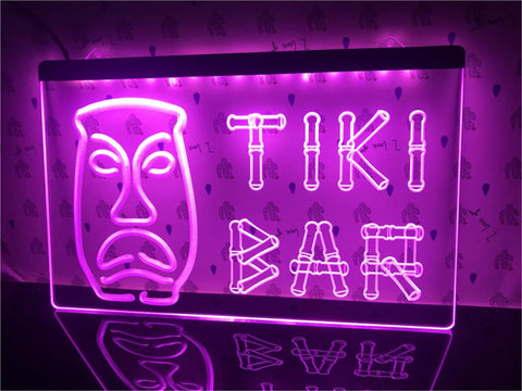 Image of Tiki Bar Bamboo Mask Illuminated Sign
