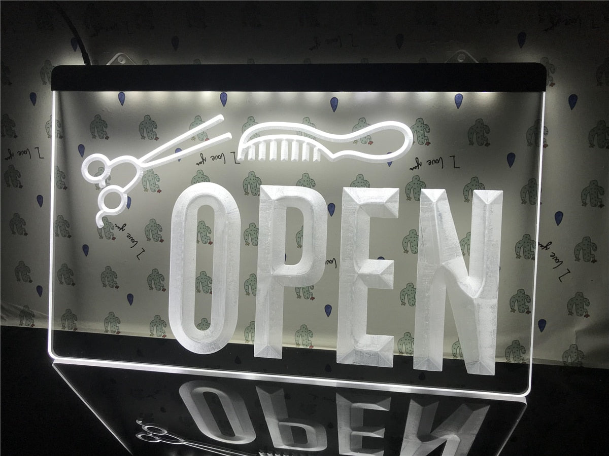 Open Hairdressers Illuminated Sign