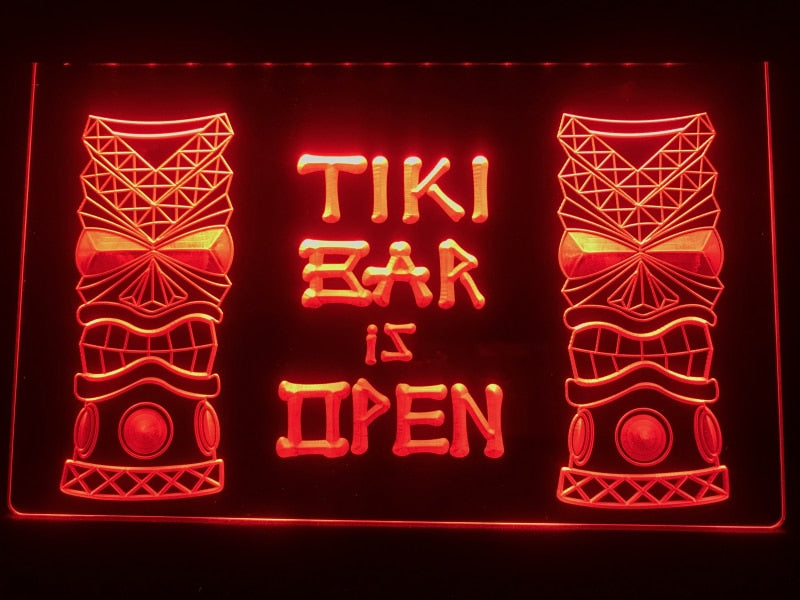 Tiki Bar is Open Illuminated Sign
