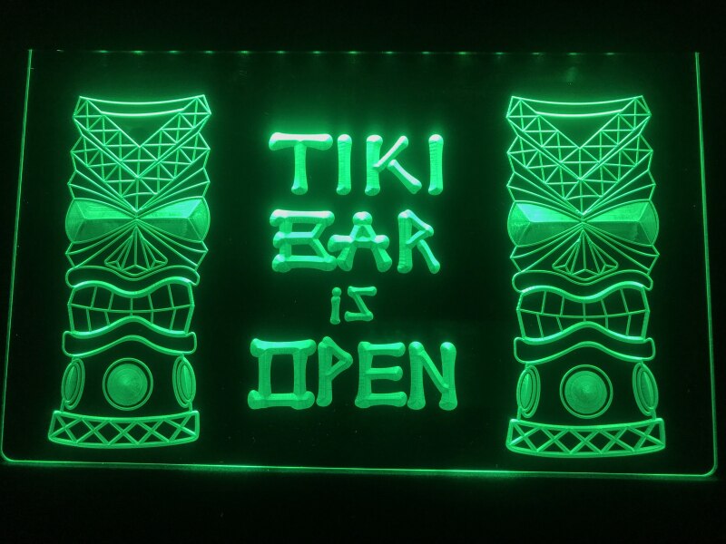 Tiki Bar is Open Illuminated Sign