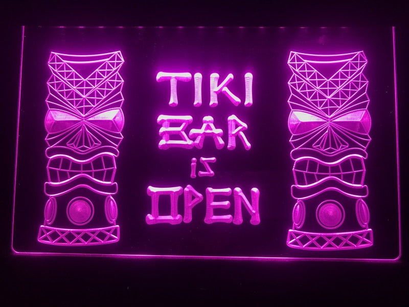 Tiki Bar is Open Illuminated Sign