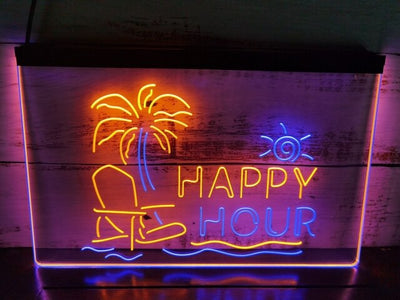 Happy Hour Bar Two Tone Illuminated Sign