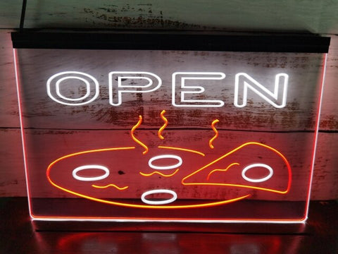 Image of Open Pizza Two Tone Illuminated Sign