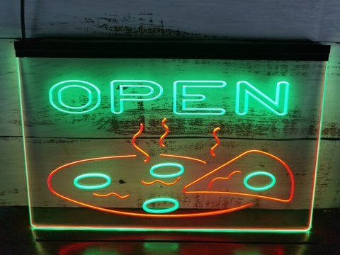 Image of Open Pizza Two Tone Illuminated Sign