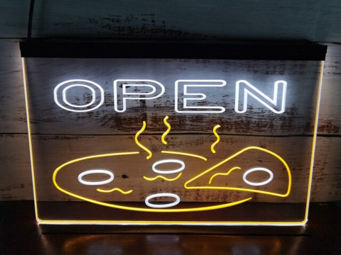 Image of Open Pizza Two Tone Illuminated Sign