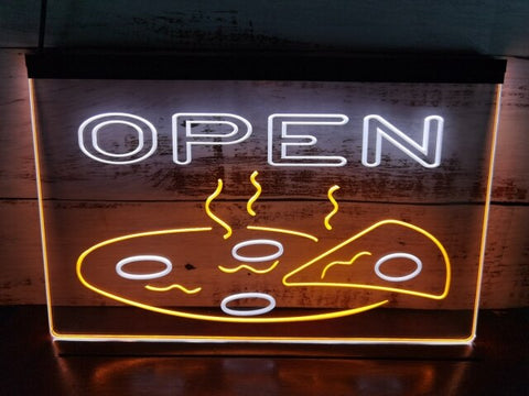 Image of Open Pizza Two Tone Illuminated Sign