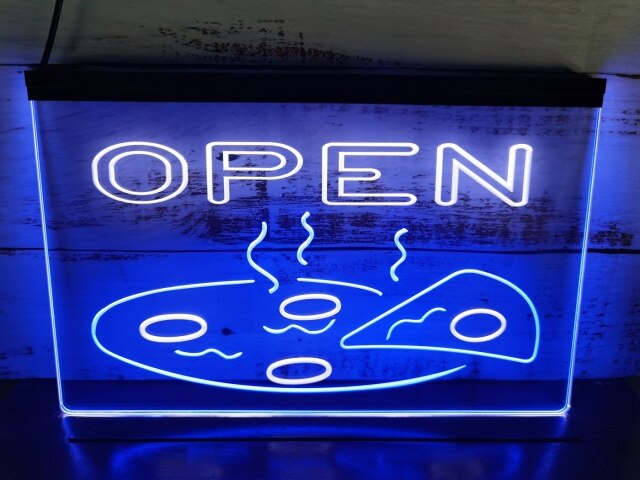 Open Pizza Two Tone Illuminated Sign
