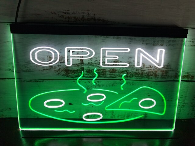 Open Pizza Two Tone Illuminated Sign