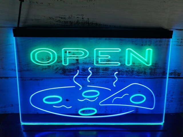 Open Pizza Two Tone Illuminated Sign
