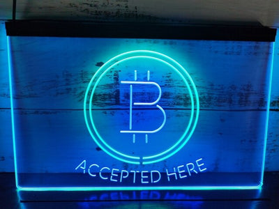 Bitcoin Accepted Here Two Tone Illuminated Sign