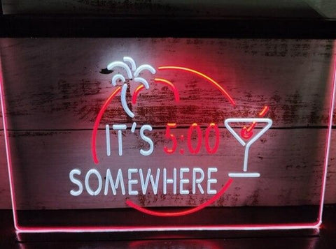 Image of It's 5:00 Somewhere Two Tone Illuminated Sign