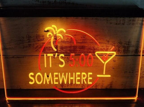 Image of It's 5:00 Somewhere Two Tone Illuminated Sign