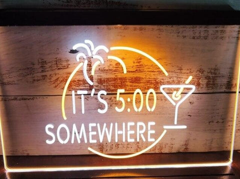Image of It's 5:00 Somewhere Two Tone Illuminated Sign