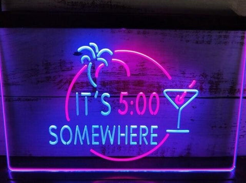 Image of It's 5:00 Somewhere Two Tone Illuminated Sign
