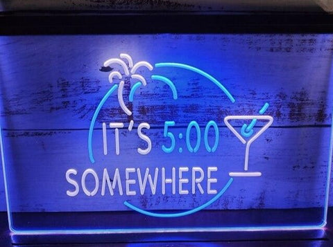 Image of It's 5:00 Somewhere Two Tone Illuminated Sign