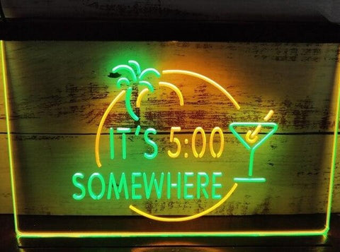 Image of It's 5:00 Somewhere Two Tone Illuminated Sign
