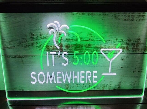 Image of It's 5:00 Somewhere Two Tone Illuminated Sign