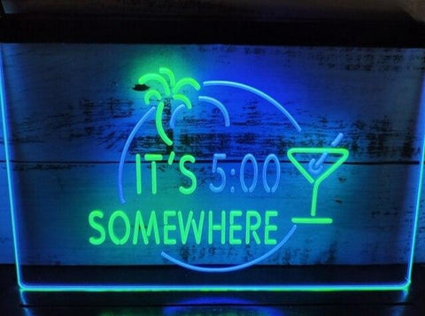 Image of It's 5:00 Somewhere Two Tone Illuminated Sign