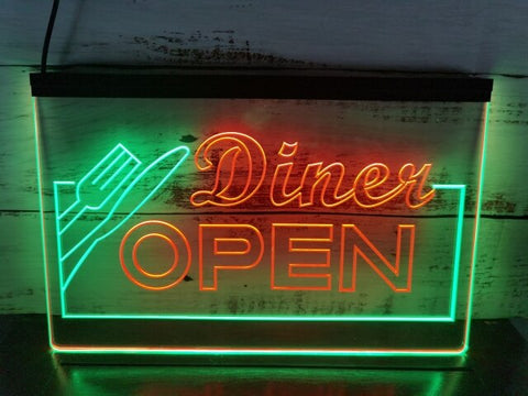 Image of Diner Open Two Tone Illuminated Sign
