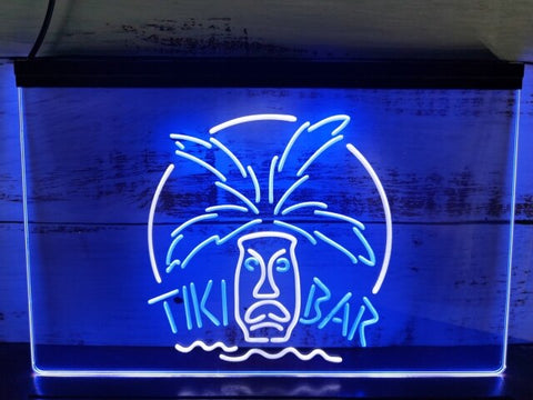 Image of Tiki Bar Palm Mask Two Tone Illuminated Sign