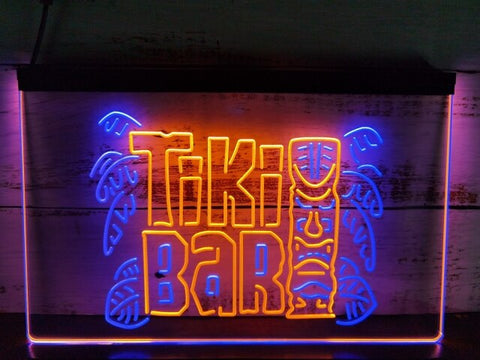 Image of Tiki Bar Mask Two Tone Illuminated Sign