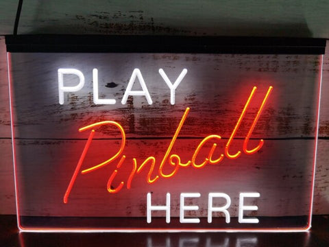 Image of Play Pinball Here Two Tone Illuminated Sign