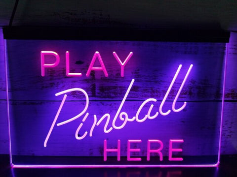Image of Play Pinball Here Two Tone Illuminated Sign