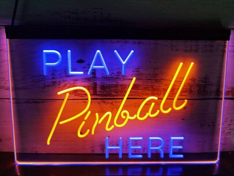 Image of Play Pinball Here Two Tone Illuminated Sign
