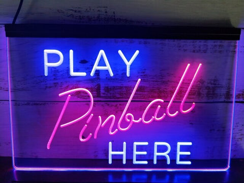 Image of Play Pinball Here Two Tone Illuminated Sign