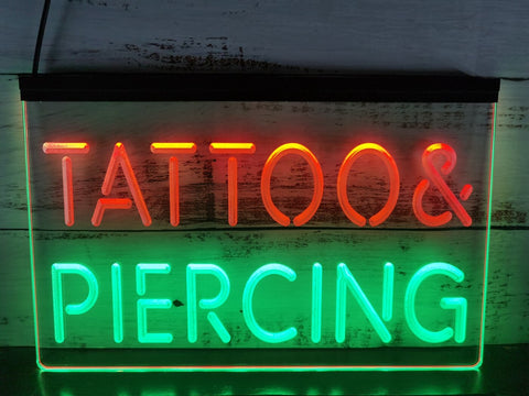 Image of Tattoo & Piercing Two Tone Illuminated Sign
