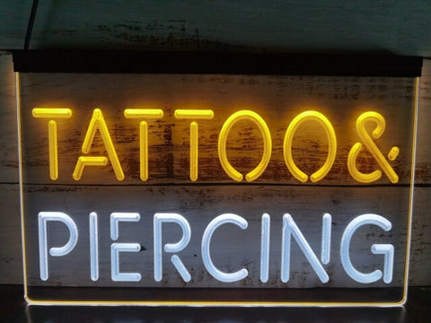 Image of Tattoo & Piercing Two Tone Illuminated Sign