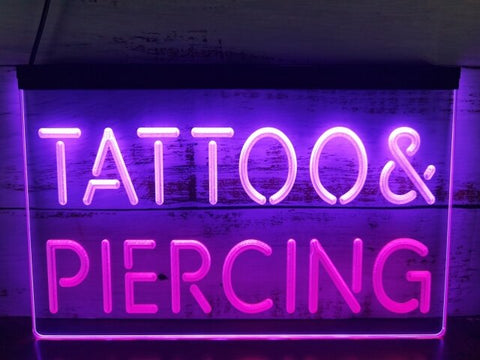 Image of Tattoo & Piercing Two Tone Illuminated Sign