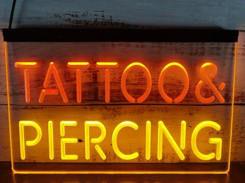 Image of Tattoo & Piercing Two Tone Illuminated Sign