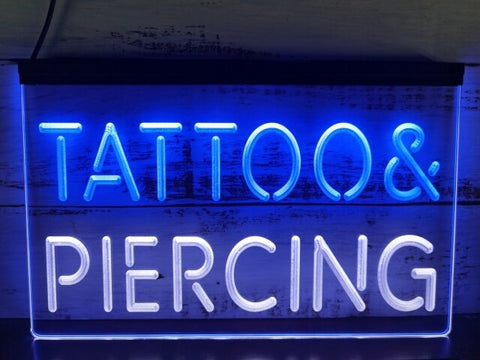 Image of Tattoo & Piercing Two Tone Illuminated Sign